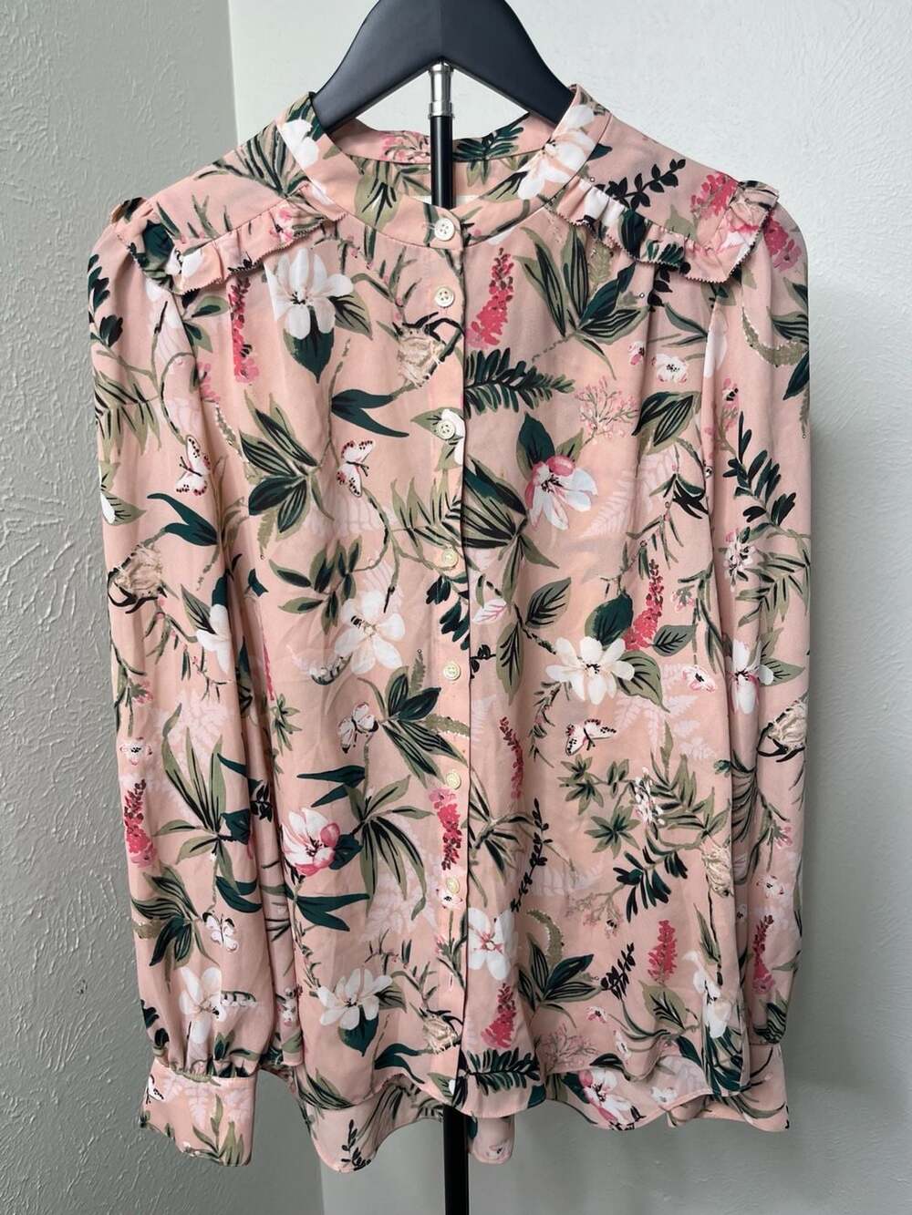 Kate Spade New York Pink Botanical Floral Button-Up Blouse Cottagecore Romantic